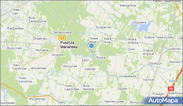 mapa Wola Polska, Wola Polska gmina Puszcza Mariańska na mapie Targeo
